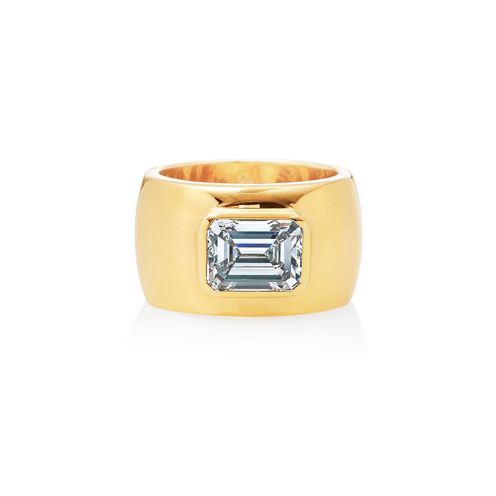 Emerald-Cut Diamond Wide Band Ring